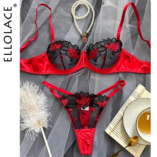 2 Piece Fancy Lingerie Floral Lace Bra Set Bilizna Luxury Well-Looking Underwear Fairy Fine Lace Exotic Set - The Clothing Company Sydney