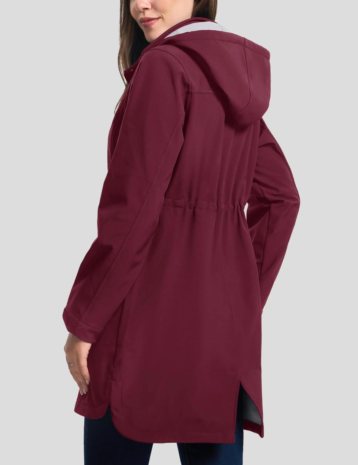 Warm women's fleece-lined softshell jacket with hood, windproof raincoat, outdoor windbreaker from The Clothing Company Sydney.