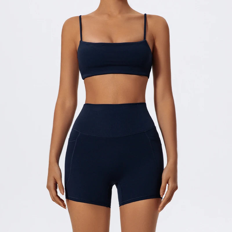 Women Two Piece Gym Workout Bra Yoga Set Shorts Fitness Wear Quick-Dry Sports Bra Flared Pants Suits - The Clothing Company Sydney
