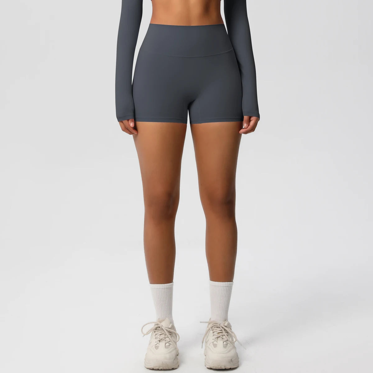 Women’s high-waist yoga shorts by The Clothing Company Sydney, fitness leggings with push-up design, ideal for workouts and cycling.