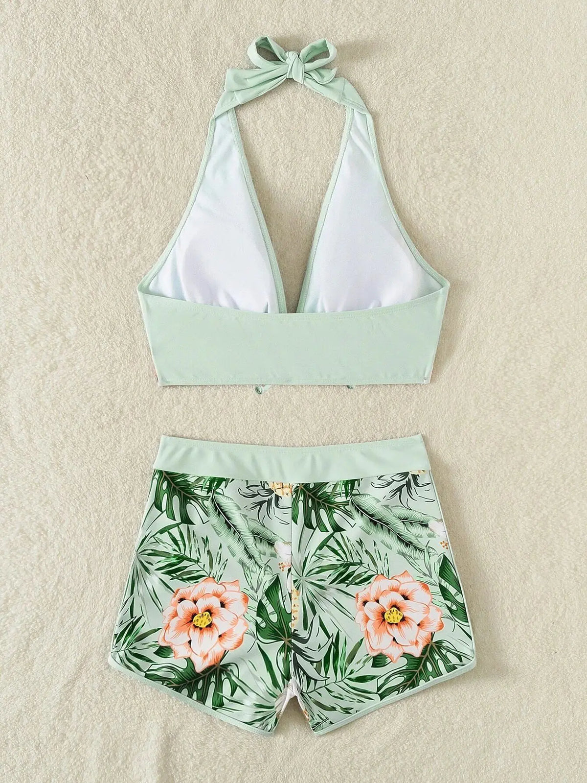 2 Piece Halter Bikini Set Shorts Swimsuit High Waist Swimwear Female Printed Bathers Swimming Bathing Swim Suit Beachwear - The Clothing Company Sydney