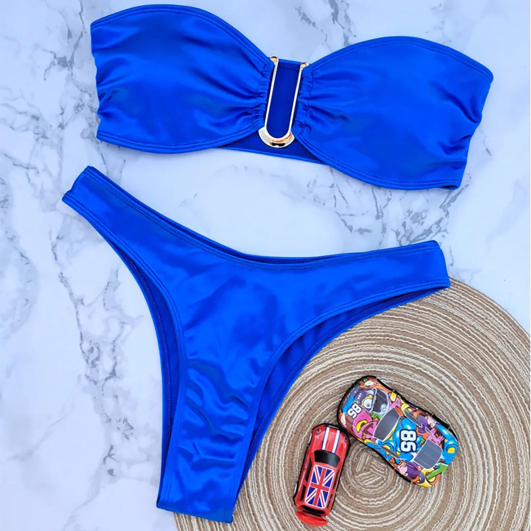 2 Piece Bandeau Strapless Bikini Swimsuit Swimwear Two-piece Bikini set Padded Bather Bathing Suit The Clothing Company Sydney