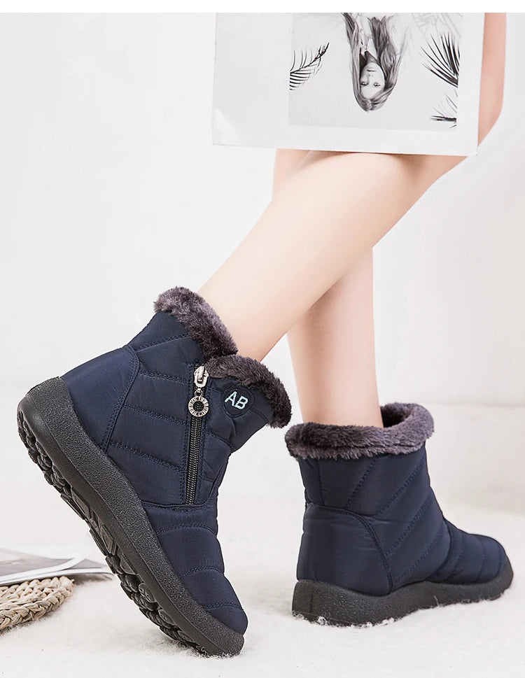 Women’s winter snow boots by The Clothing Company Sydney featuring warm fur lining and ankle-length design for cold weather comfort.