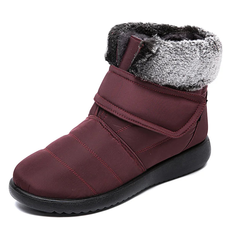 Women's fur-lined waterproof ankle boots by The Clothing Company Sydney featuring plush insoles and durable rubber soles for winter warmth