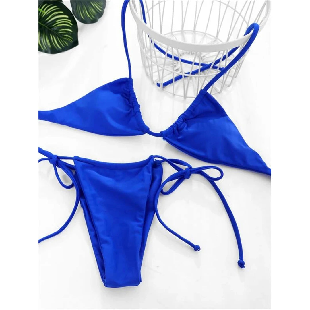2 Piece Halter Mini Micro Thong Bikini Female Swimsuit Women Bikini set Bather Bathing Suit Swimwear The Clothing Company Sydney