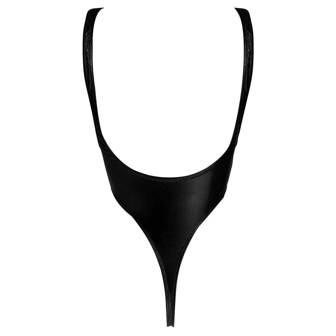 One Piece PU Faux Leather Cut Out Thong Swimwear Swimsuit Bather Bathing Suit Monokini The Clothing Company Sydney