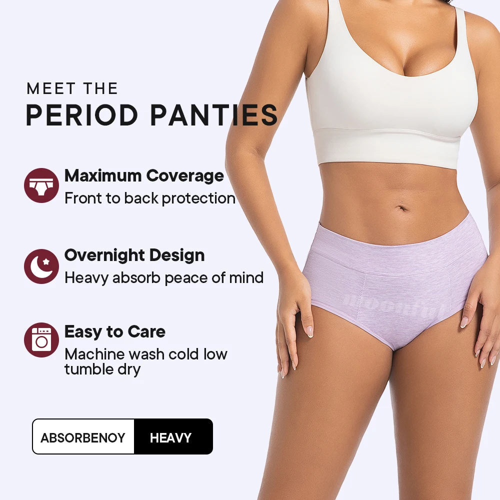 Women's Absorbent Menstrual Panties High Waist Bamboo Fiber Leakproof Menstruation Period Underwear The Clothing Company Sydney