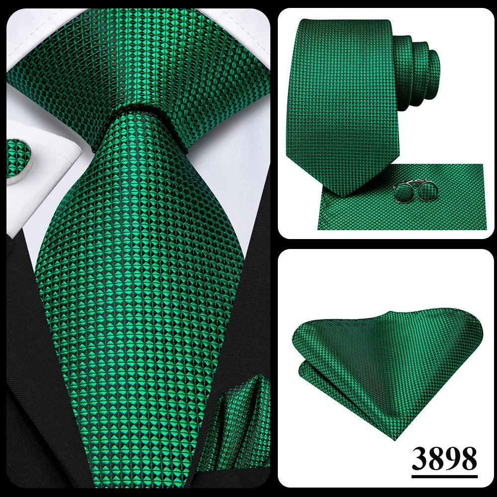 Green paisley silk tie set for men including necktie, pocket square, and cufflinks from The Clothing Company Sydney.