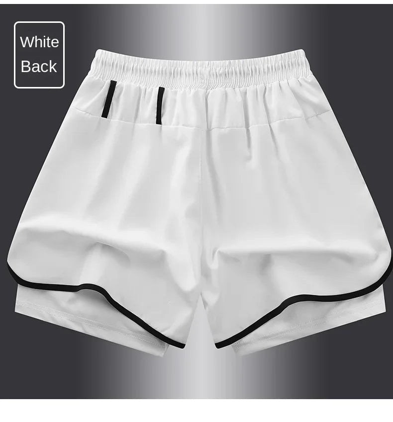 Two-layered fitness running shorts by The Clothing Company Sydney, showing lightweight fabric and comfortable fit for active wear.