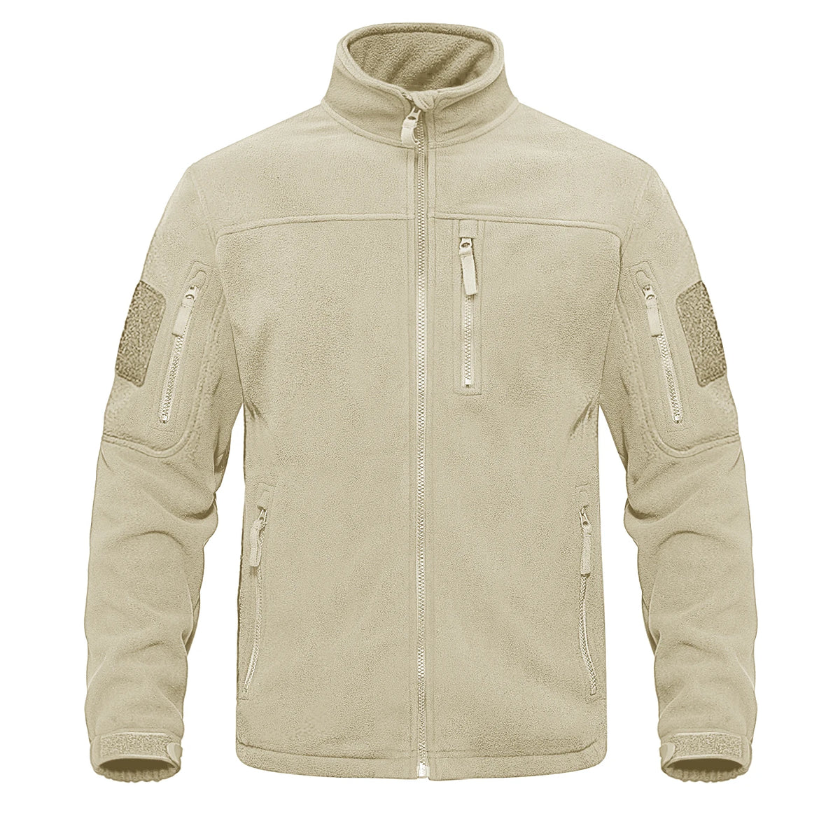 Men's green tactical fleece jacket by The Clothing Company Sydney with full zip, thermal warmth, multiple pockets, and windbreaker features.