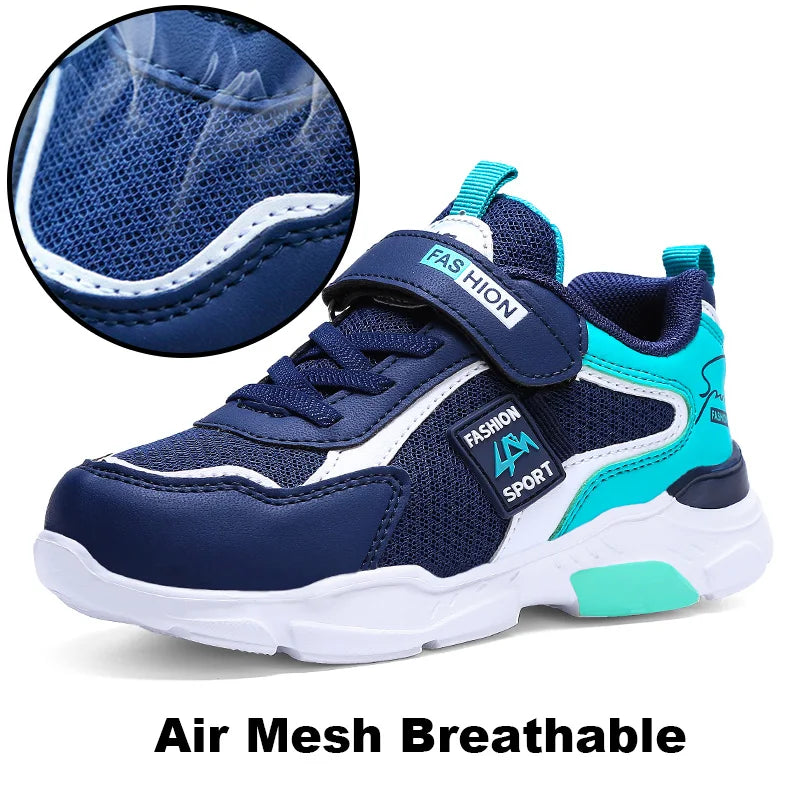 Kids’ breathable summer sneakers by The Clothing Company Sydney, hook and loop mesh running shoes for boys and girls.