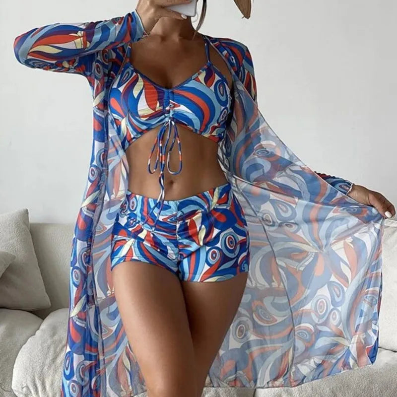 Print Three-Piece Swimsuits Tankini Sets Swimwear Push Up Beach Wear Bathing Suit Swimming Suit The Clothing Company Sydney