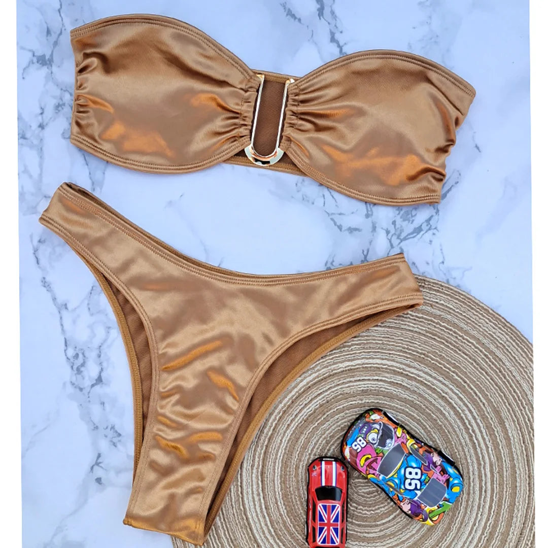 2 Piece Bandeau Strapless Bikini Swimsuit Swimwear Two-piece Bikini set Padded Bather Bathing Suit The Clothing Company Sydney