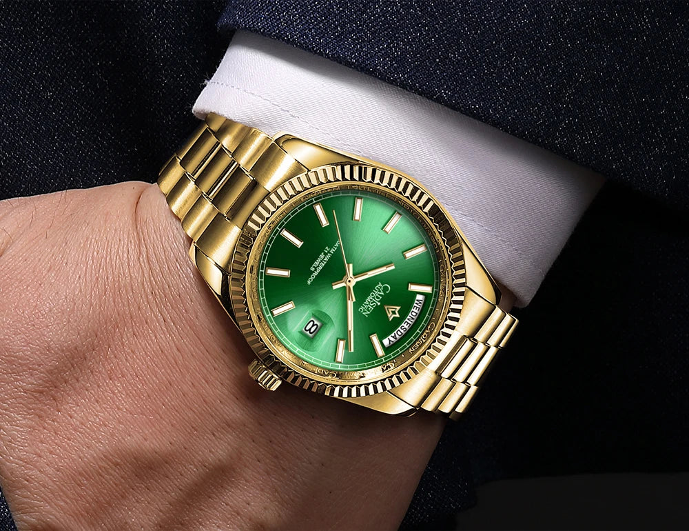 Cadisen DD40 men's luxury automatic wristwatch with AR sapphire glass, Miyota 8285 movement, stainless steel case, and 10 Bar water resistance