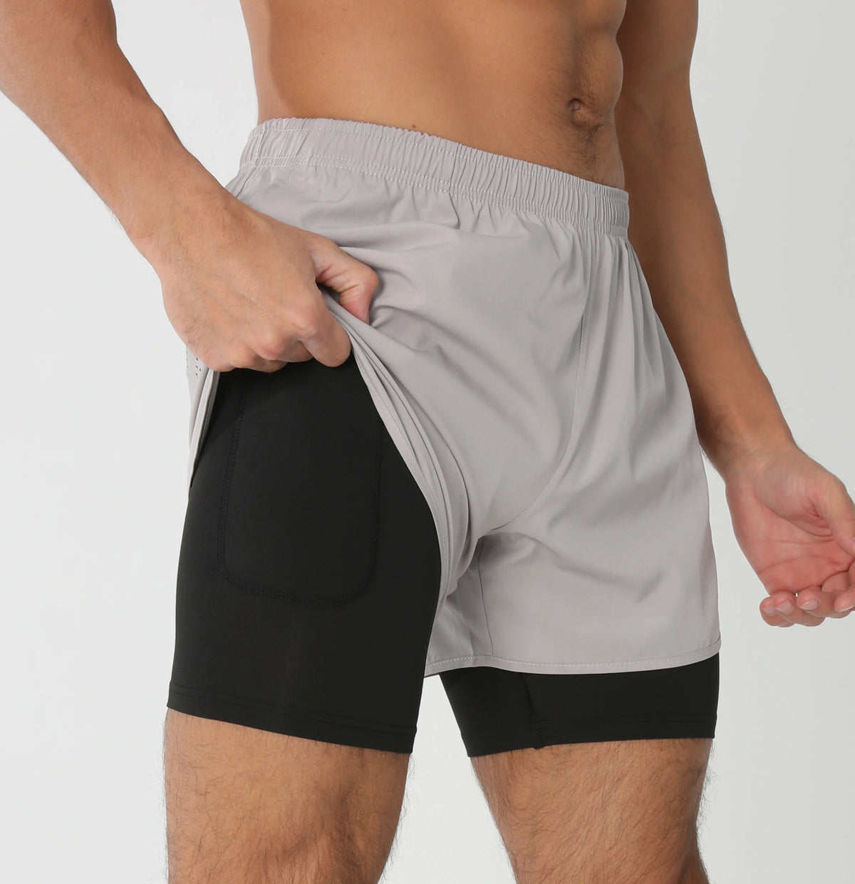Men's lightweight athletic gym running shorts with liner pockets, towel loop, and quick-dry breathable fabric by The Clothing Company Sydney.