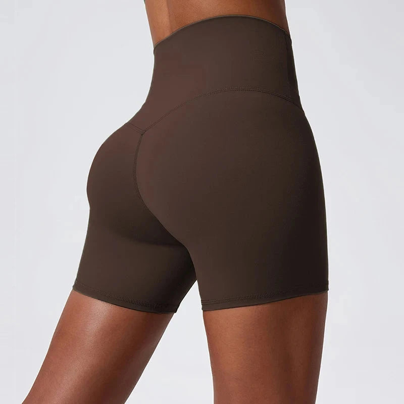 High-waist women's yoga shorts and gym leggings by The Clothing Company Sydney, designed for running and workout activities.