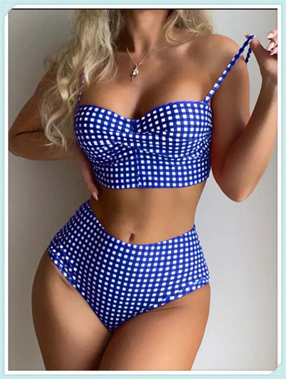 High waist printed swimsuit by The Clothing Company Sydney featuring straps, padding, and a stylish bikini design for beachwear.