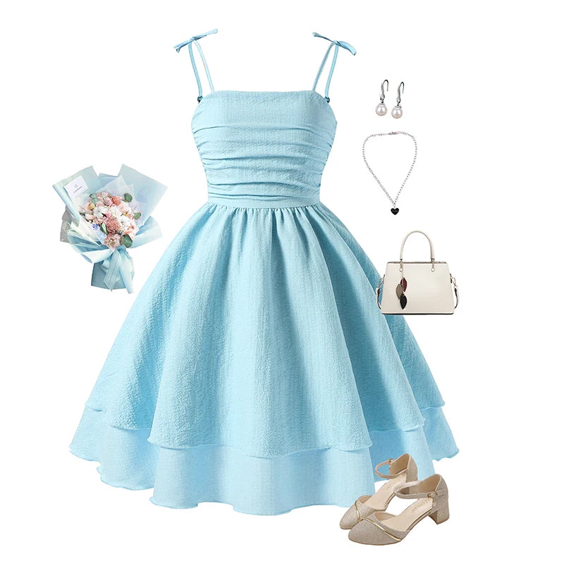 Kids pink tiered sling princess dress by The Clothing Company Sydney, perfect for tween girls' birthday parties and special occasions.