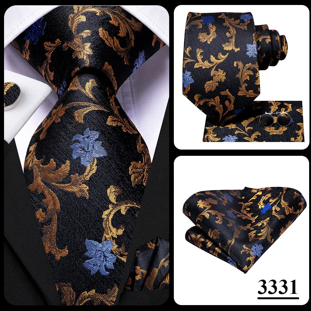 Blue paisley silk tie set for men including necktie, cufflinks, and pocket hanky from The Clothing Company Sydney.