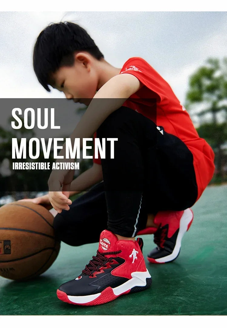 Kids basketball shoes by The Clothing Company Sydney, breathable sneakers with non-slip soles and sporty design.
