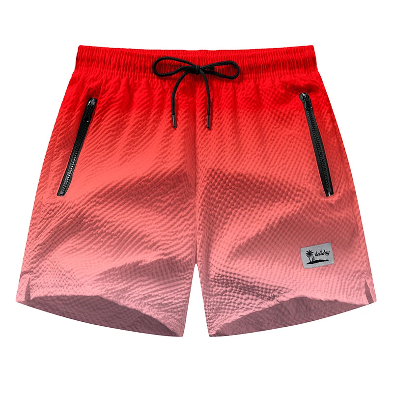 Men's Beach Mesh Liner Summer Casual Board Shorts with Zipper Pockets Quick Dry Swim Shorts Swim Trunks