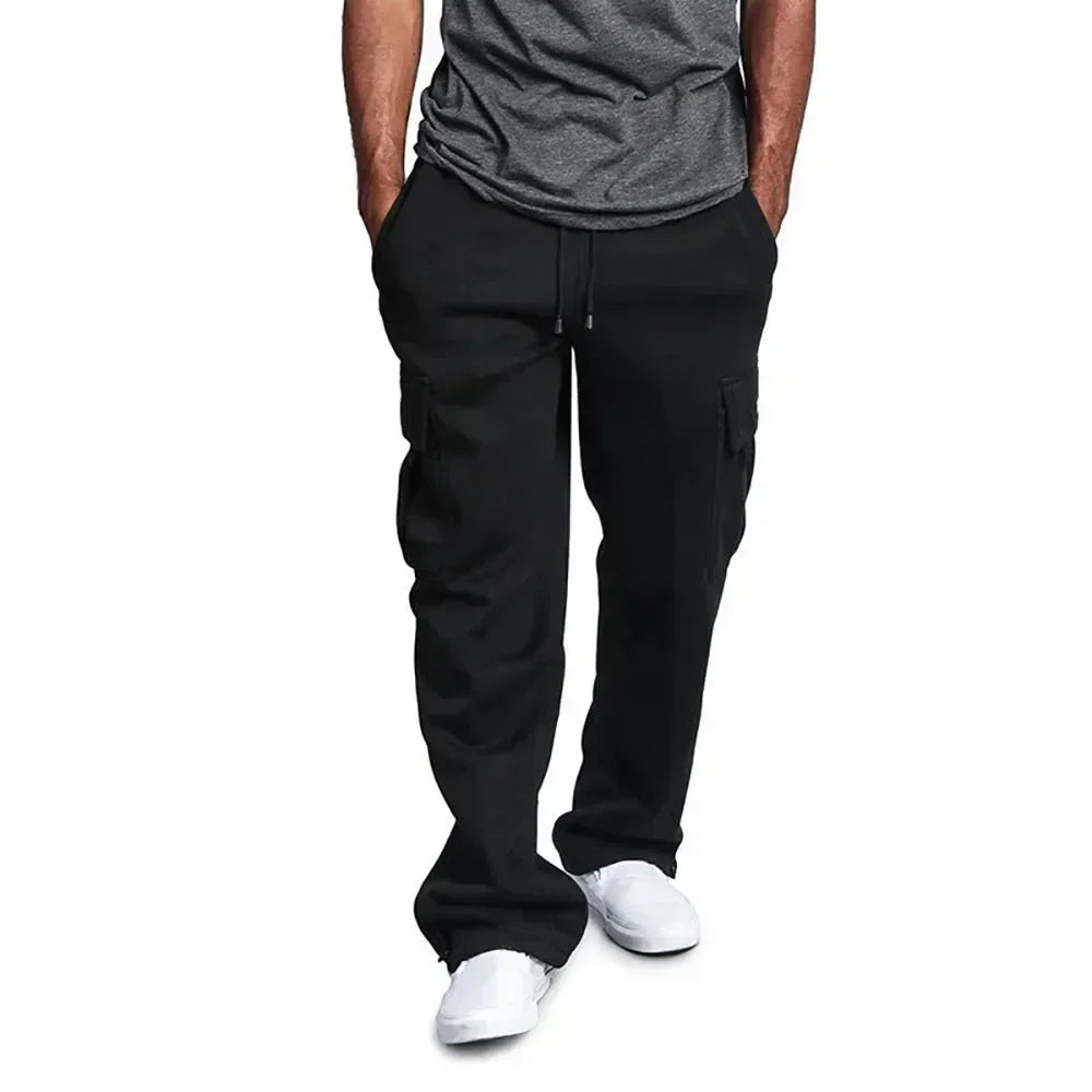 Men's cargo jogger pants by The Clothing Company Sydney featuring fleece lining, loose fit, multiple pockets, and streetwear style.