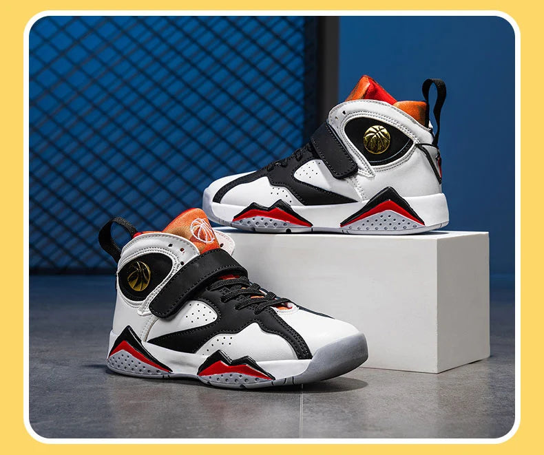 Kids boys' basketball shoes by The Clothing Company Sydney with non-slip outdoor sports sneakers, featuring supportive design and durable soles.