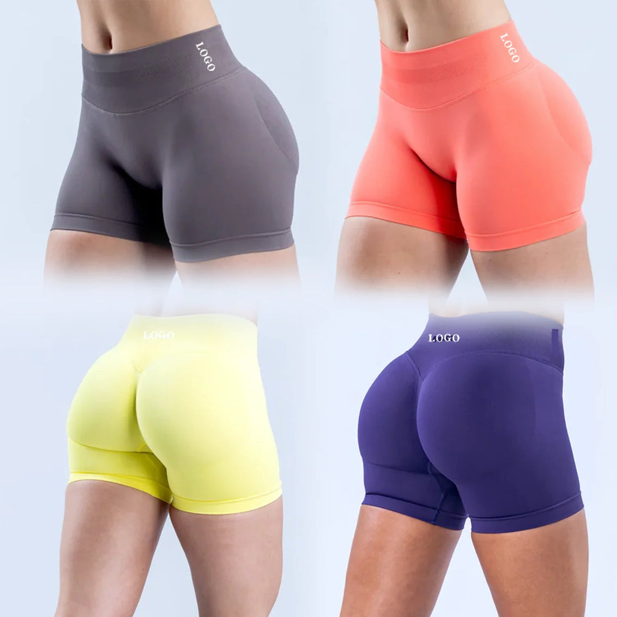 Women's high-waisted seamless yoga shorts by The Clothing Company Sydney, breathable gym and running workout shorts for women.