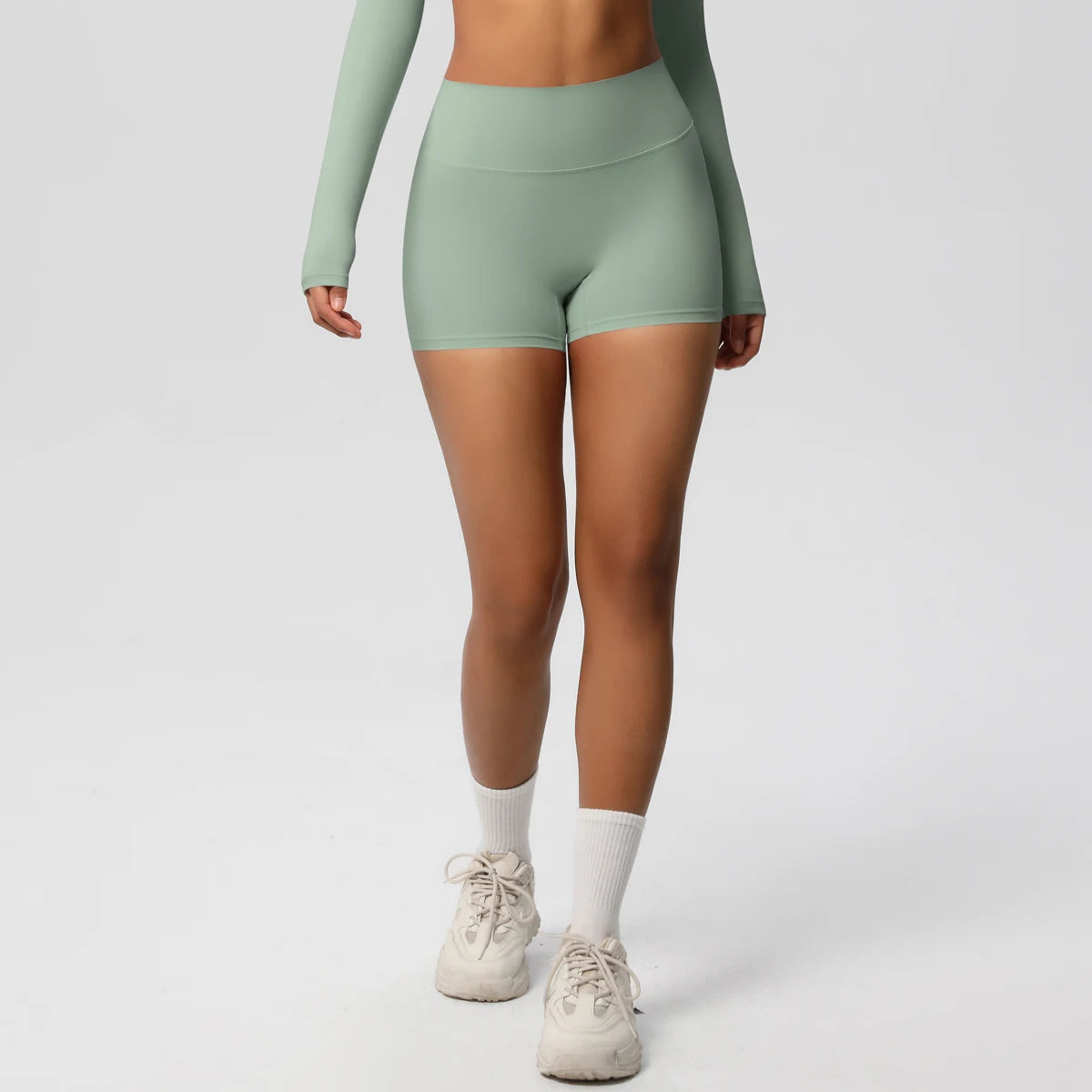 Women’s high-waist yoga shorts by The Clothing Company Sydney, featuring a push-up design and fitness-friendly fit.