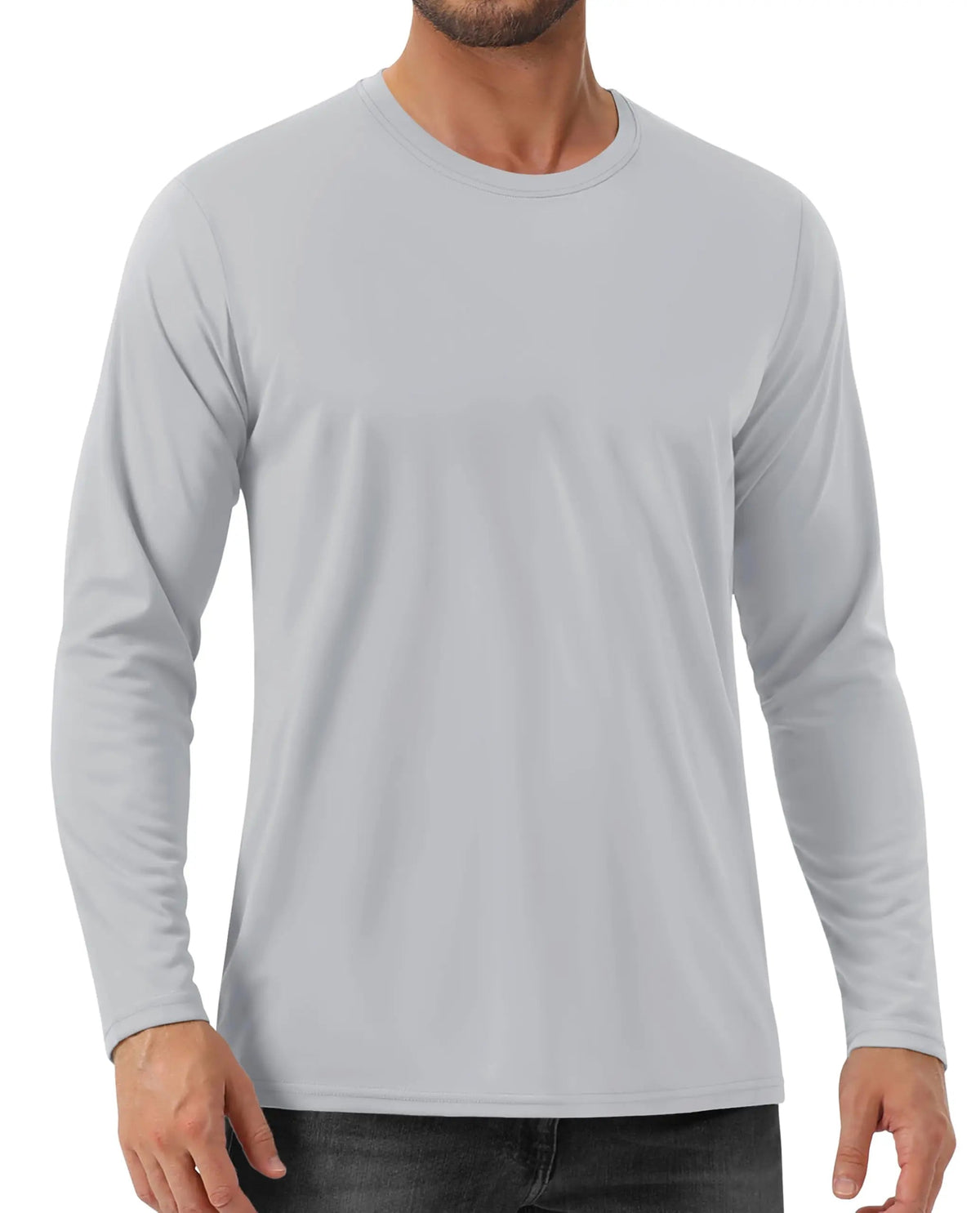 Men's UPF 80+ sun protection quick-dry long sleeve athletic T-shirt from The Clothing Company Sydney, ideal for sports and outdoor activities.
