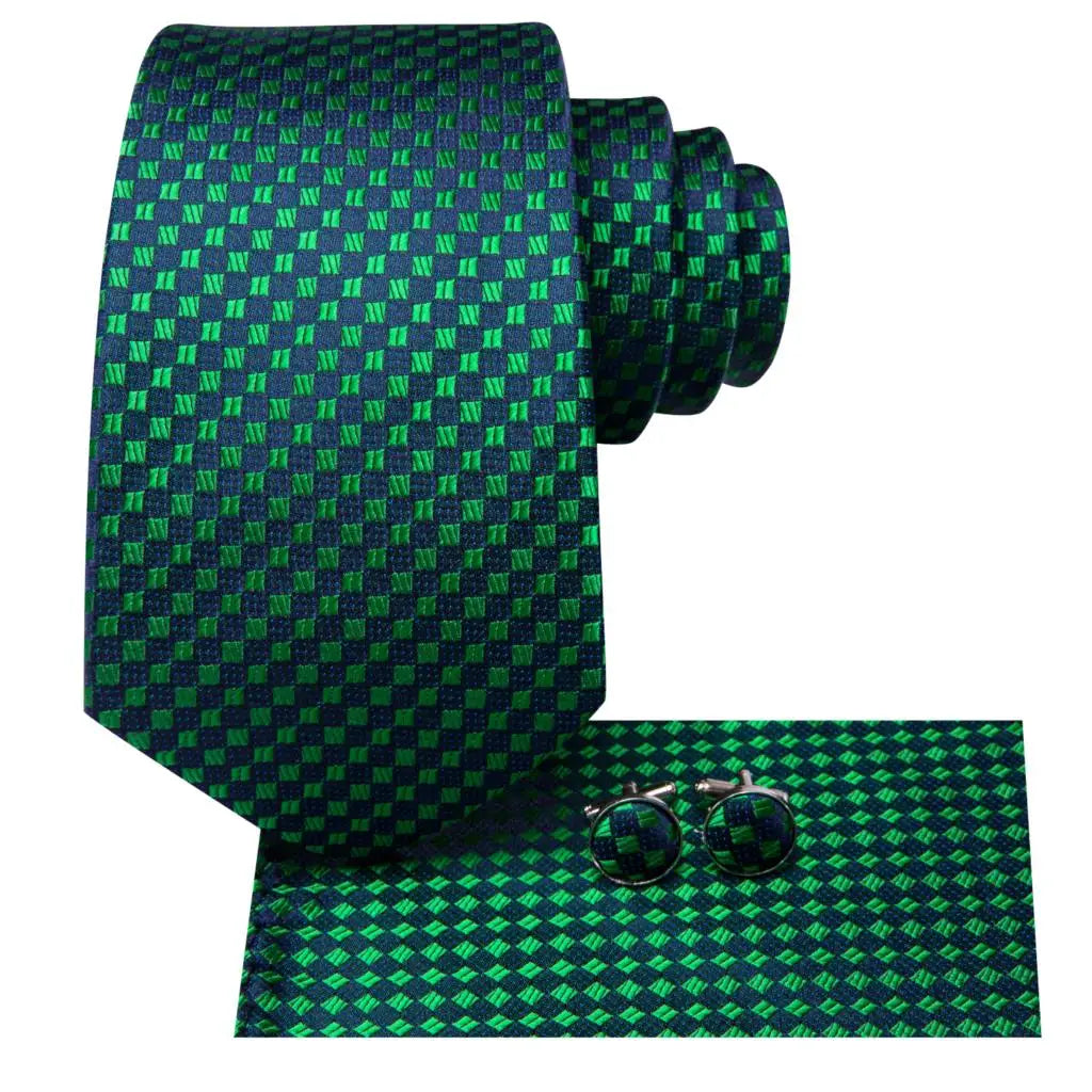 Green paisley silk tie set for men with matching pocket square and cufflinks, stylish accessories from The Clothing Company Sydney