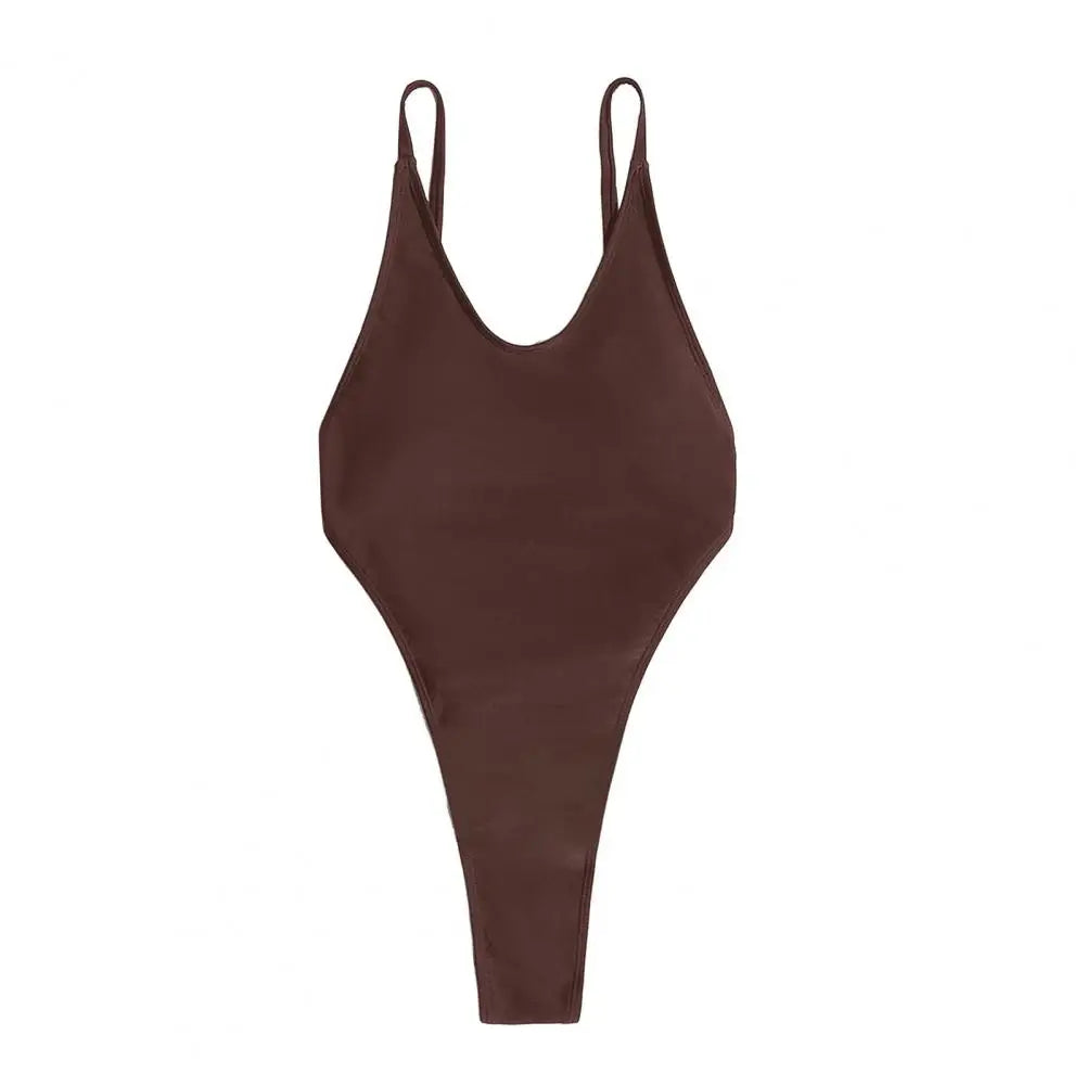 Backless micro thong one-piece swimsuit for women by The Clothing Company Sydney featuring a sleek, minimal design with a revealing back.