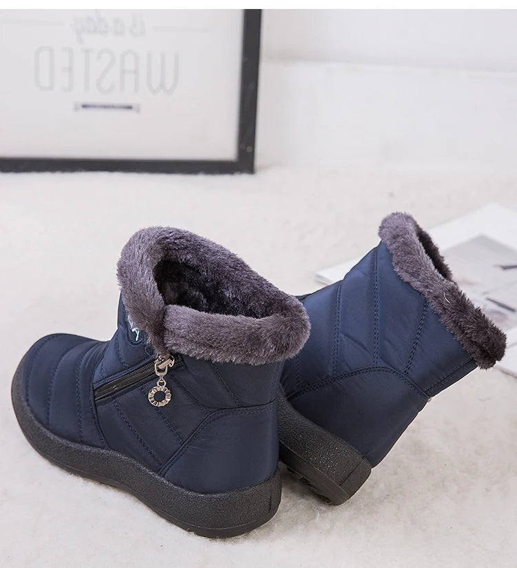 Women’s winter snow boots with warm fur lining and ankle height from The Clothing Company Sydney, ideal for cold weather.