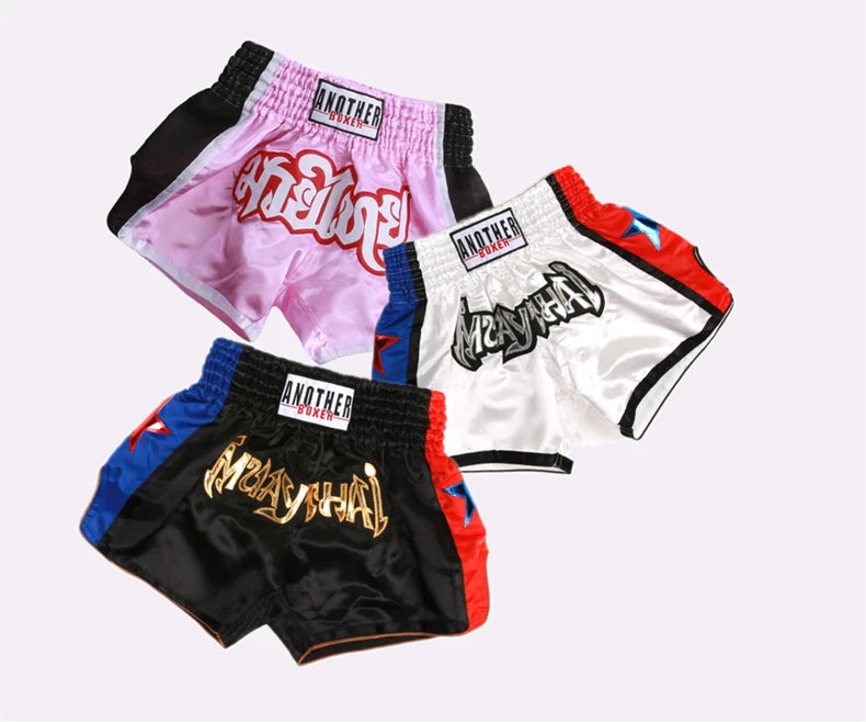 Unisex Muay Thai shorts from The Clothing Company Sydney, lightweight kickboxing and MMA training gear, shown on a plain background.