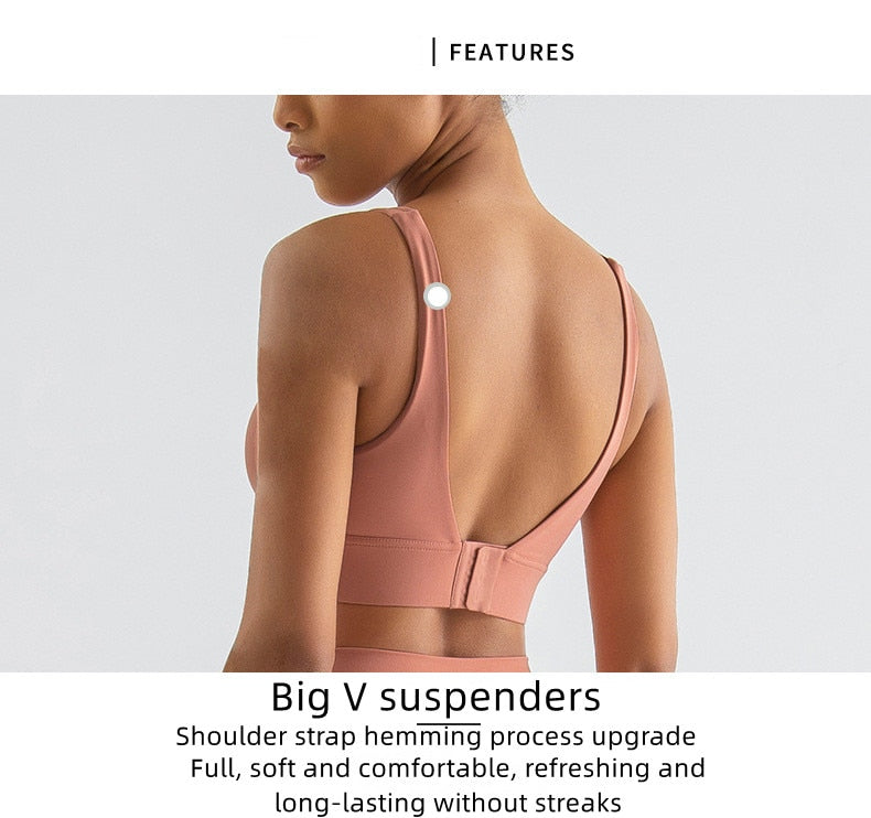 Women's fitness sports bra by The Clothing Company Sydney with fixed chest pads, supportive crop top, ideal for yoga and workouts.