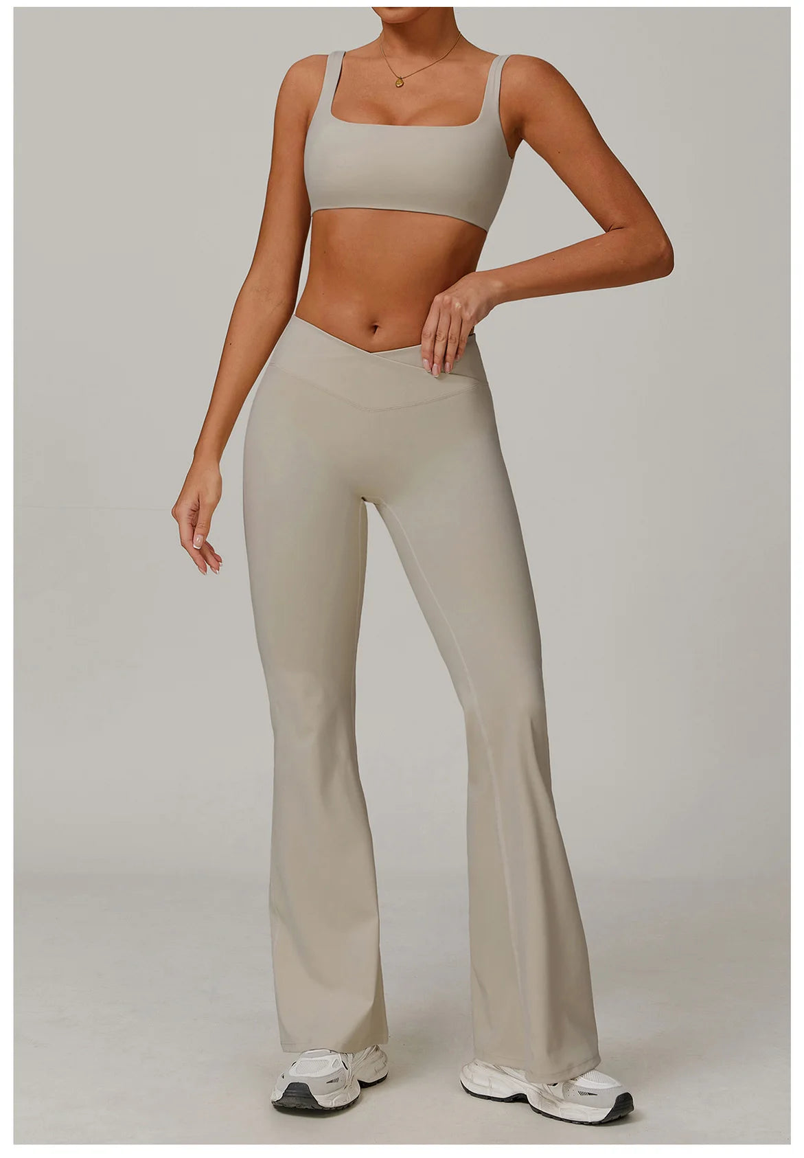 Two-piece women's yoga and workout set with sports bra and leggings from The Clothing Company Sydney, ideal for gym and running activities.