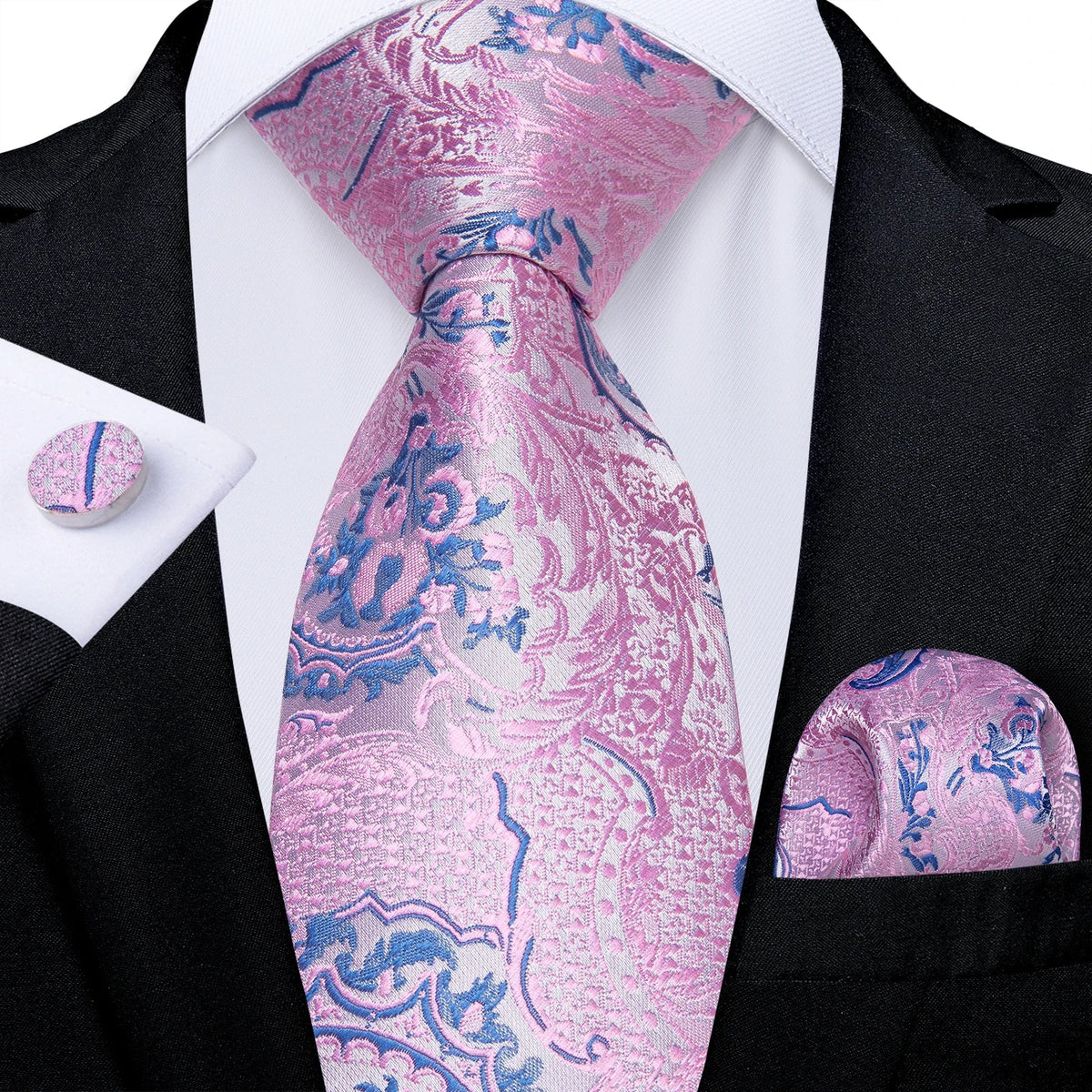 Luxury purple paisley silk tie set for men, 8cm width, stylish accessory gift set from The Clothing Company Sydney.