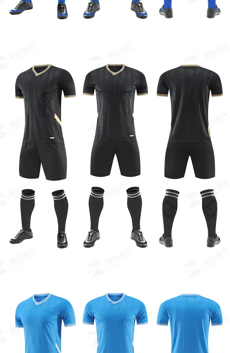Adult Kids football jersey and sports tracksuit from The Clothing Company Sydney, quick-drying soccer uniform for team training.