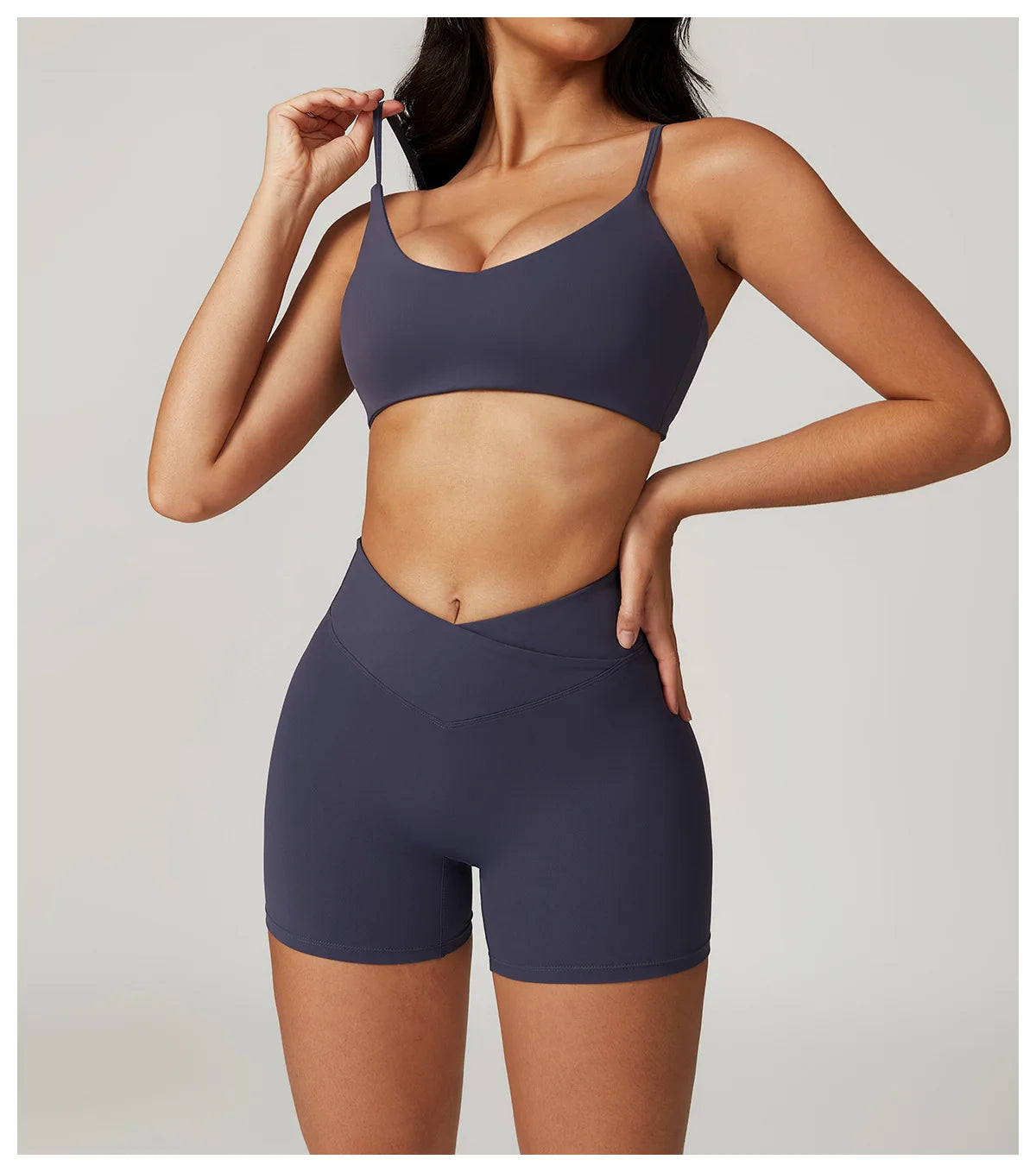 Two-piece women's fitness yoga gym outfit including a crop top, sports bra, and leggings from The Clothing Company Sydney.