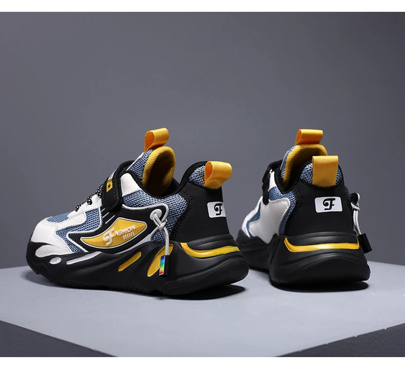 Kids' breathable mesh sneakers by The Clothing Company Sydney with non-slip soles and hook & loop closure for ages 7-13.