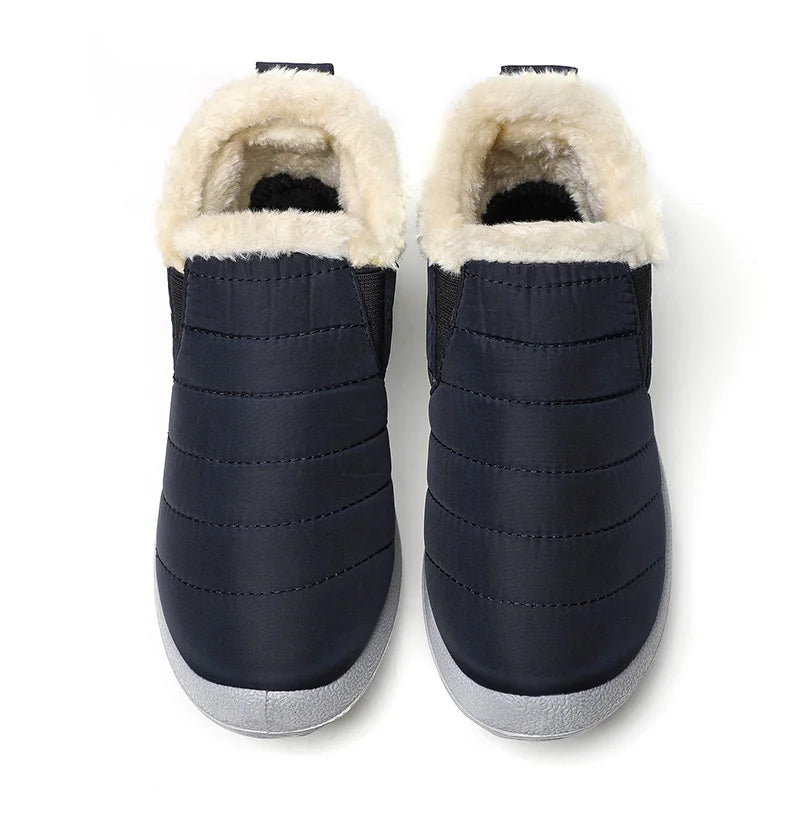 Men's winter ankle boots by The Clothing Company Sydney, slip-on waterproof snow shoes with fur lining and rugged soles.