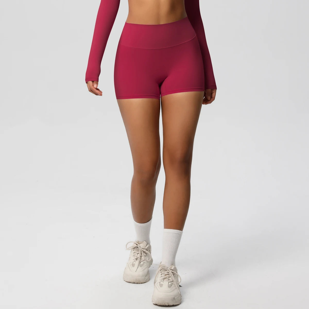 High-waist women's yoga shorts by The Clothing Company Sydney, fitness leggings with push-up design, suitable for yoga and bike riding