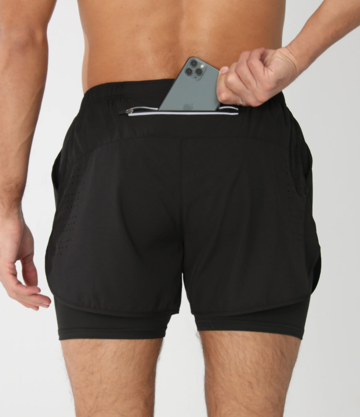 Men's lightweight fitness running shorts by The Clothing Company Sydney with breathable fabric, liner pockets, towel loop, and quick-dry design.