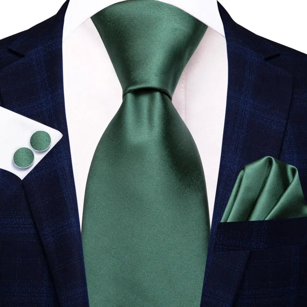 Green paisley silk tie set for men, includes Necktie, pocket square, and cufflinks, from The Clothing Company Sydney.