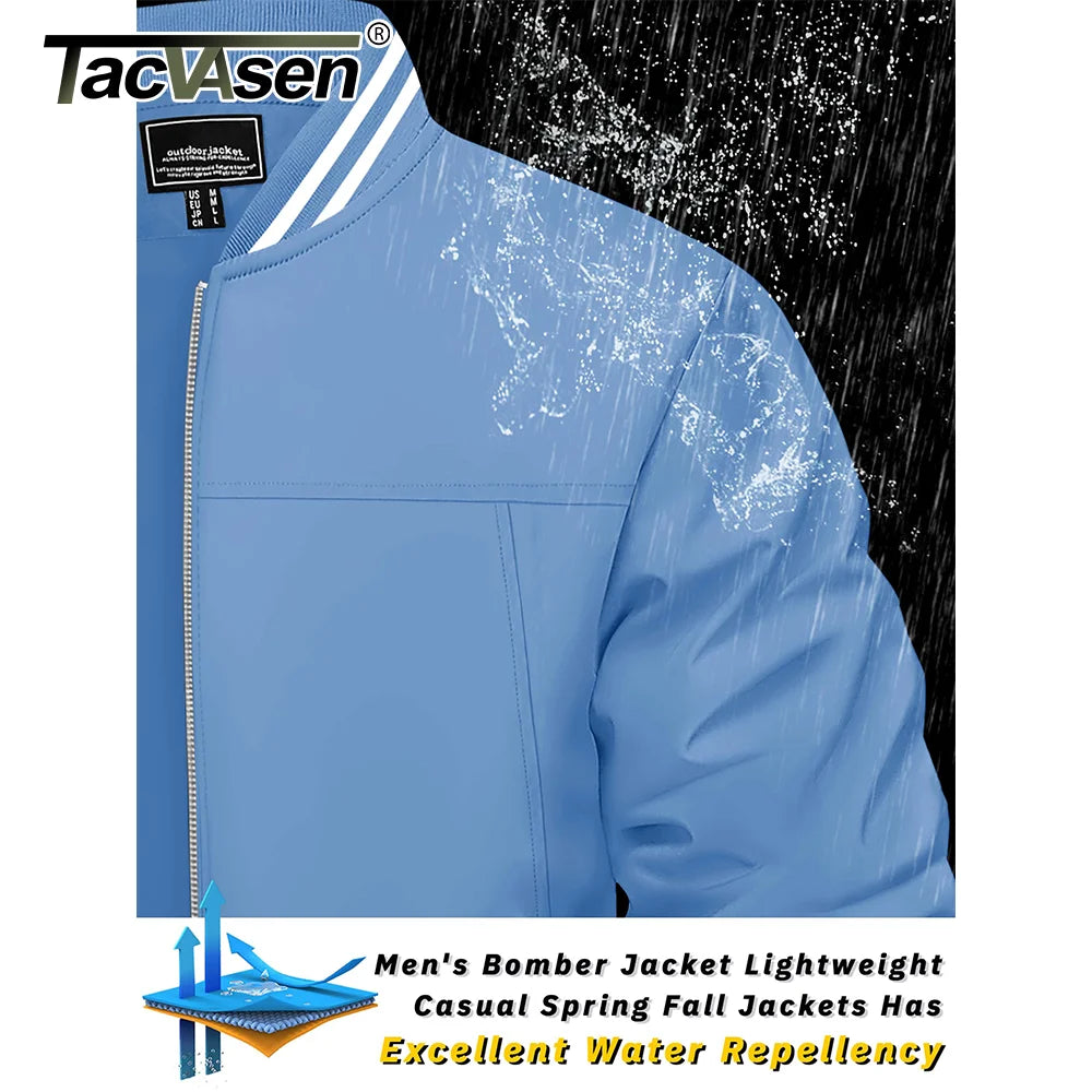 Men's lightweight waterproof casual spring autumn bomber jacket with full zip, windbreaker style, by The Clothing Company Sydney.