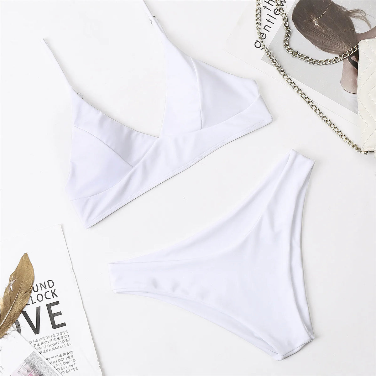 2 Piece Women's Push Up High Cut Bikini Set Two Piece Low Waist Swimsuit Fashion Swimming Set With Chest Pad Swimwear - The Clothing Company Sydney