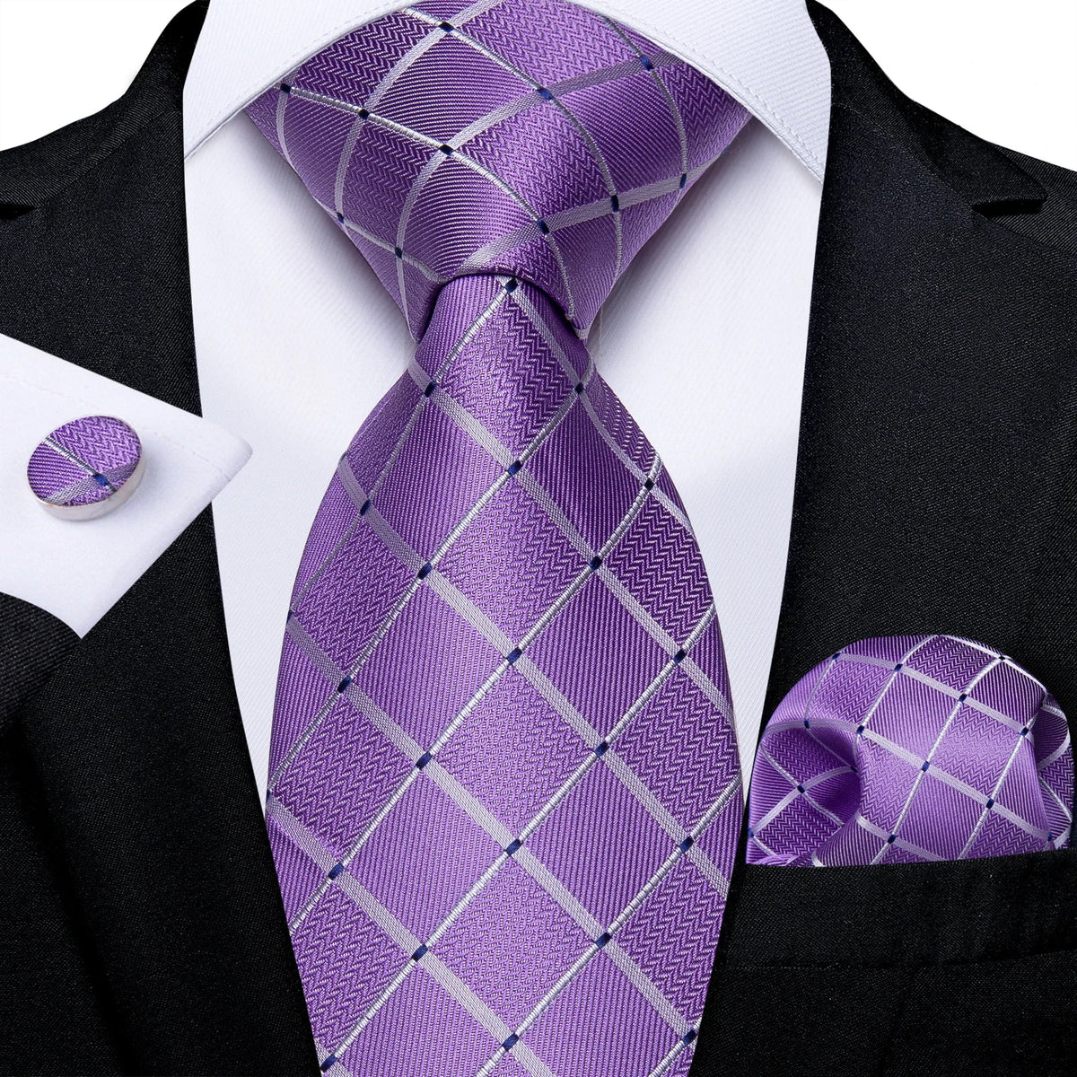 Luxury purple paisley silk tie set for men, featuring an 8cm wide accessory from The Clothing Company Sydney.