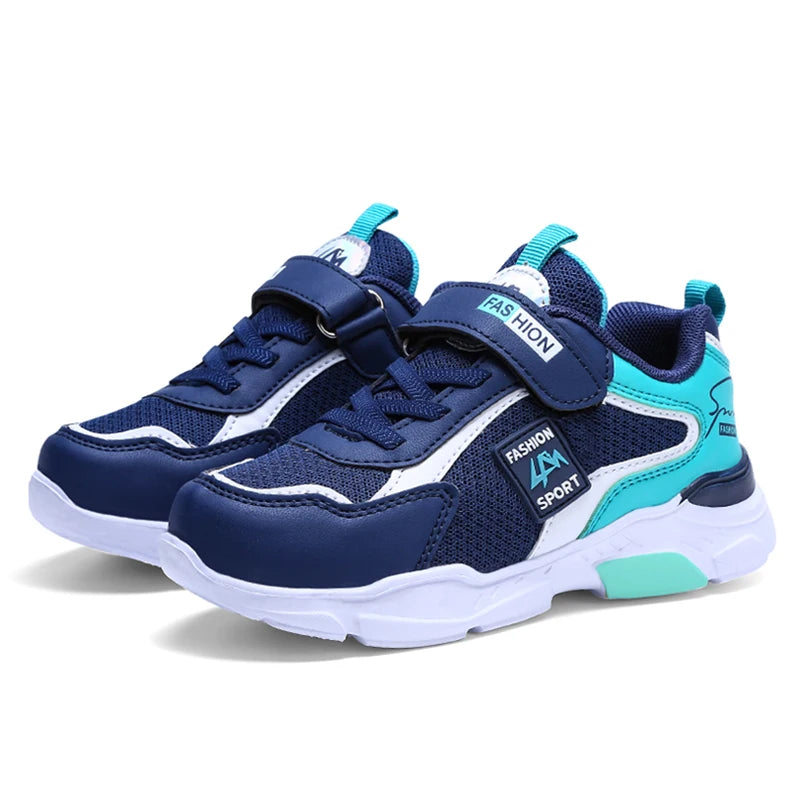 Kids’ breathable summer sneakers from The Clothing Company Sydney, mesh running shoes with hook and loop straps for boys and girls.