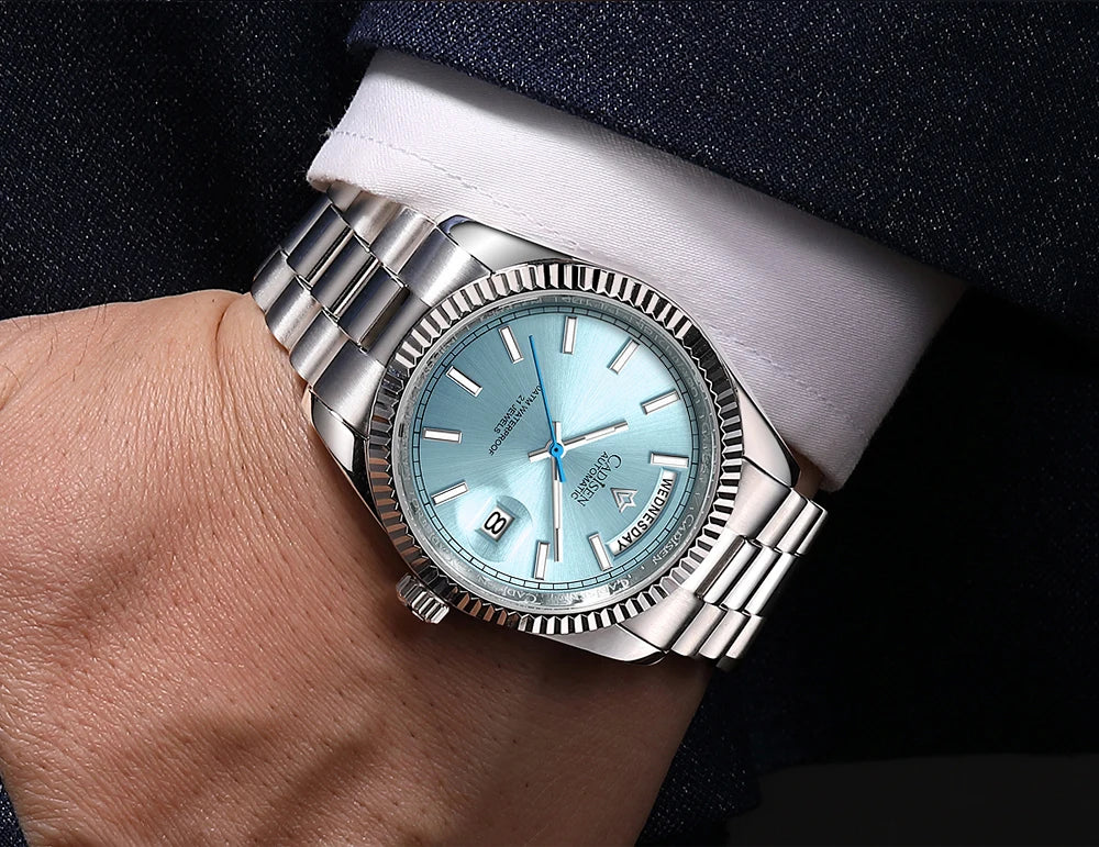 Cadisen DD40 men's luxury automatic wristwatch with AR sapphire glass, Miyota 8285 movement, and 10Bar water resistance.