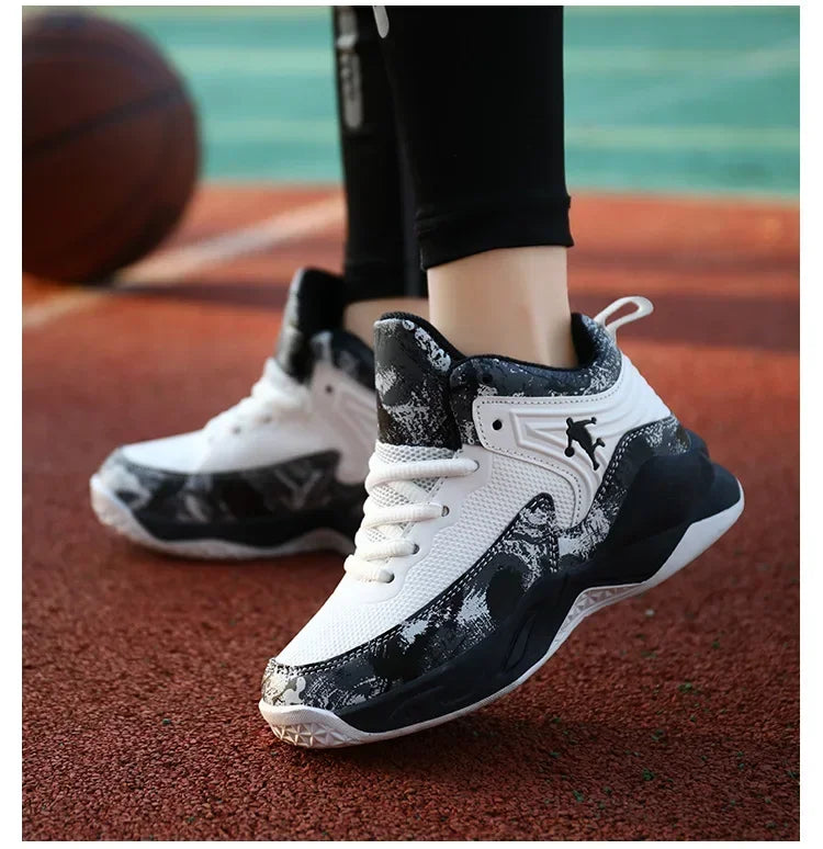 Kids basketball shoes by The Clothing Company Sydney featuring non-slip sports sneakers with colorful design and durable rubber soles.